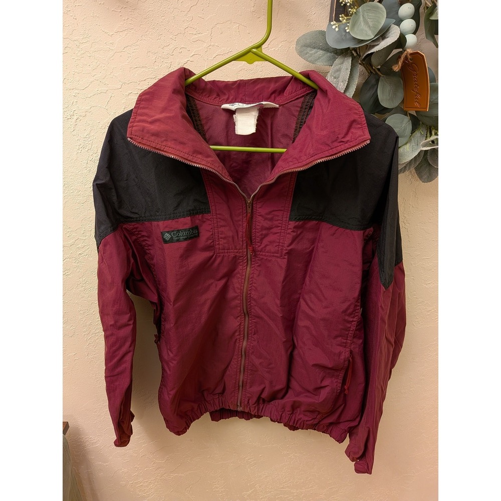 Vintage Columbia Sportswear Windbreaker Jacket‎ Maroon Black Retro medium